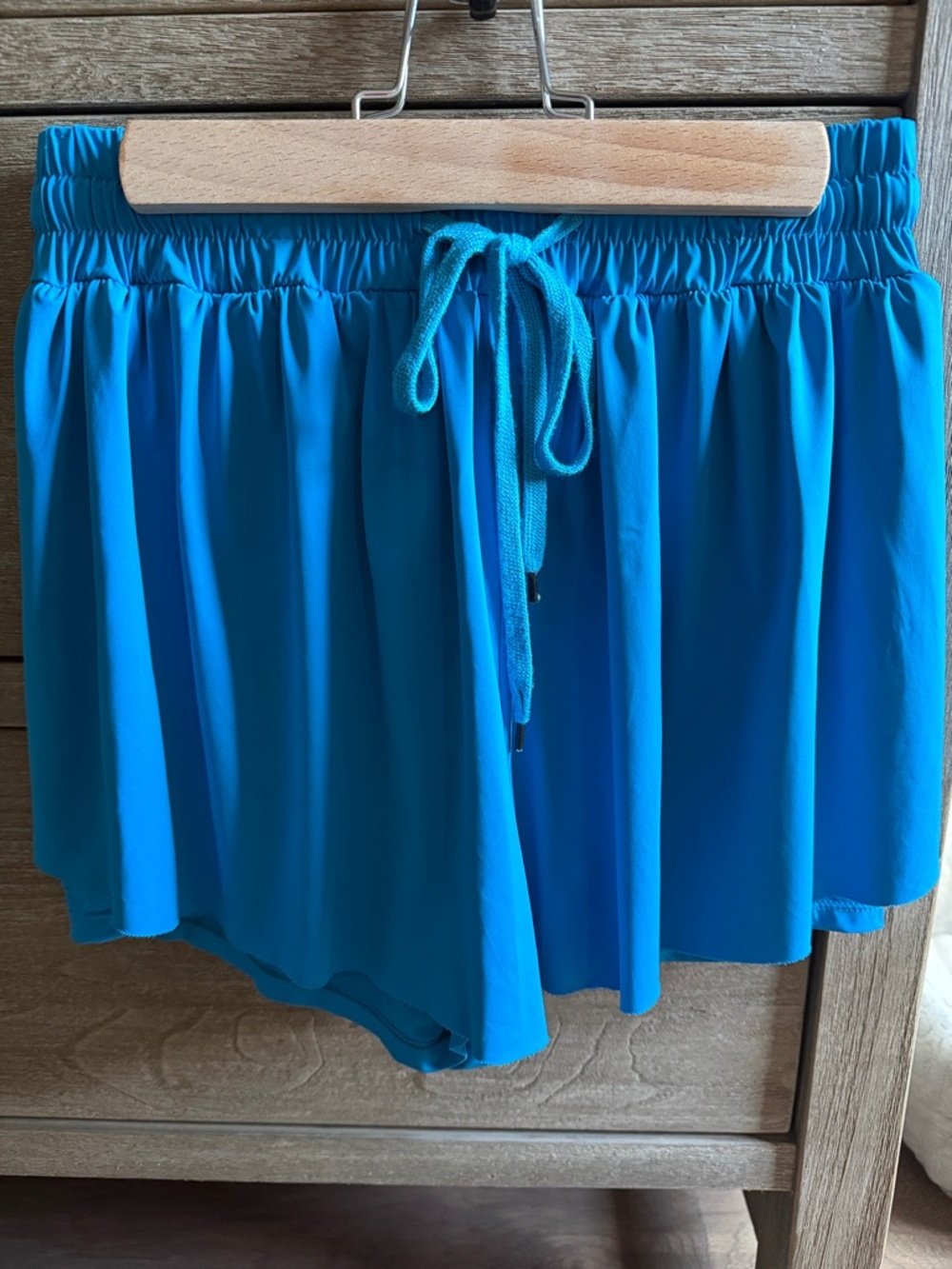 Women’s Aqua Blue Elastic Waist Skort with Drawstring